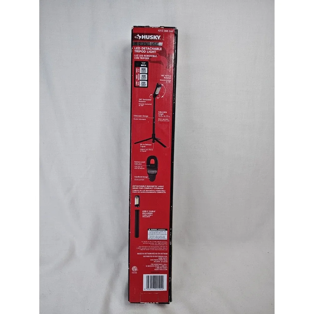 HUSKY 800 Lumen LED Rechargeable Detatch Tripod Work Light 1012388248 Open Box